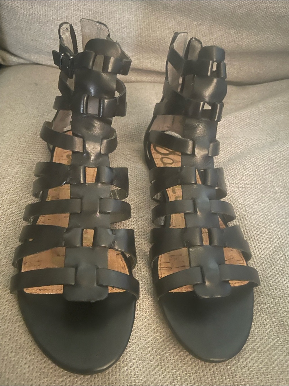 Sam Edelman Black Strappy Gladiator Sandals with Ankle Buckle